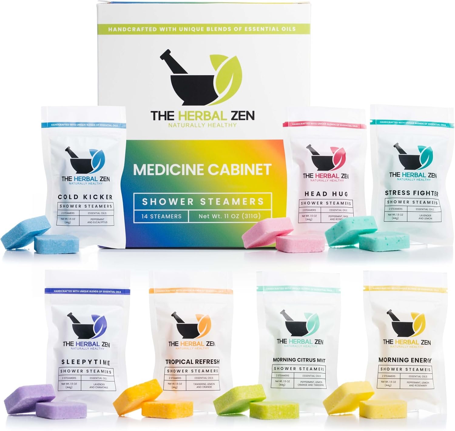 The Herbal Zen Shower Steamers Aromatherapy Pure Essential Oils – 14 Pack