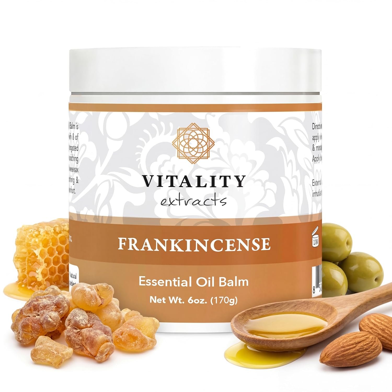 Vitality Extracts Frankincense Balm – 6oz, Boswellia Serrata, Beeswax, Olive Oil, Moisturizer for Dry, Cracked Skin, All Skin Types